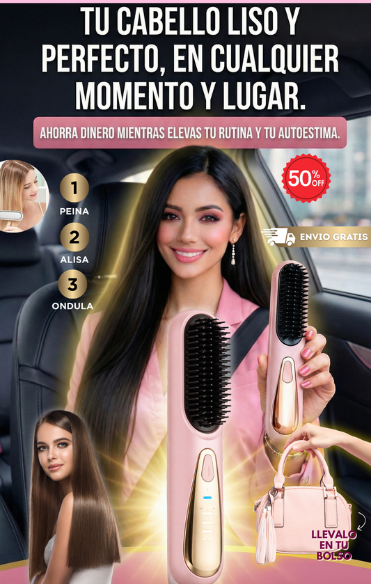 REALZA TU BELLEZA, TU CABELLO IMPECABLE EN MINUTOS Y EN CUALQUIER LUGAR- CEPILLO ALISSA PRO- 50% OFF