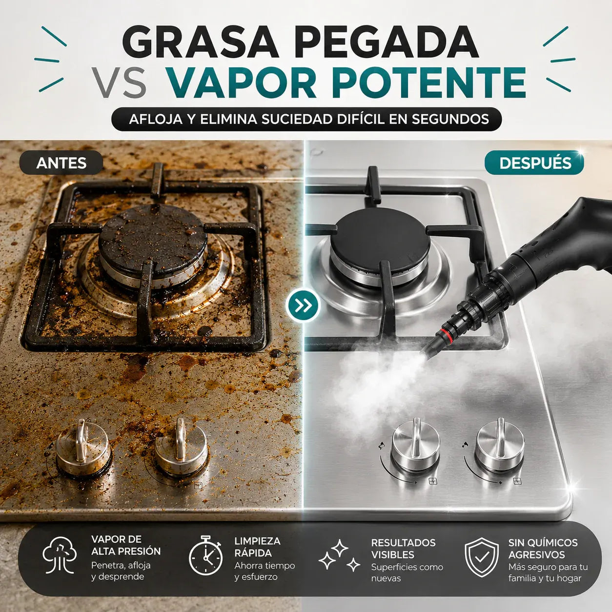 Adiós grasa y suciedad , Limpia sin esfuerzo– Limpiador a vapor 50% OFF