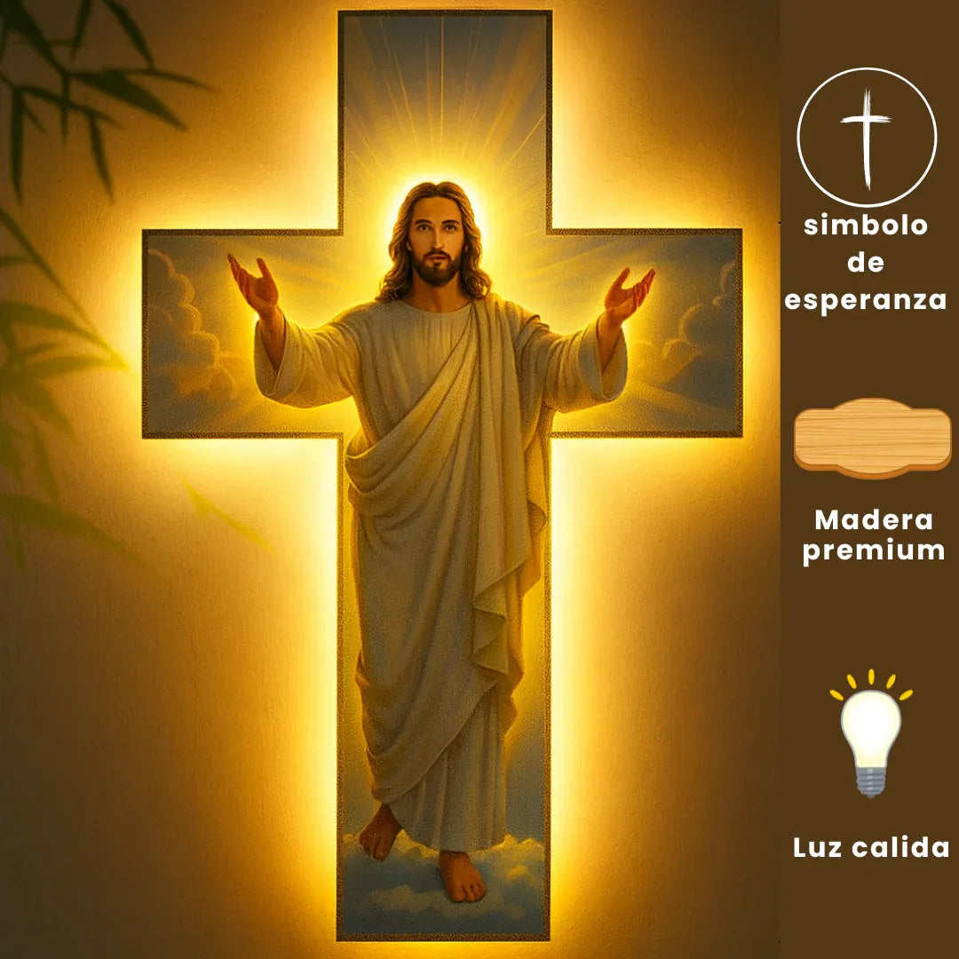 Cruz iluminada de Jesús — Luz Divina LED para un Hogar Lleno de Fe, Paz y Protección- 50% OFF