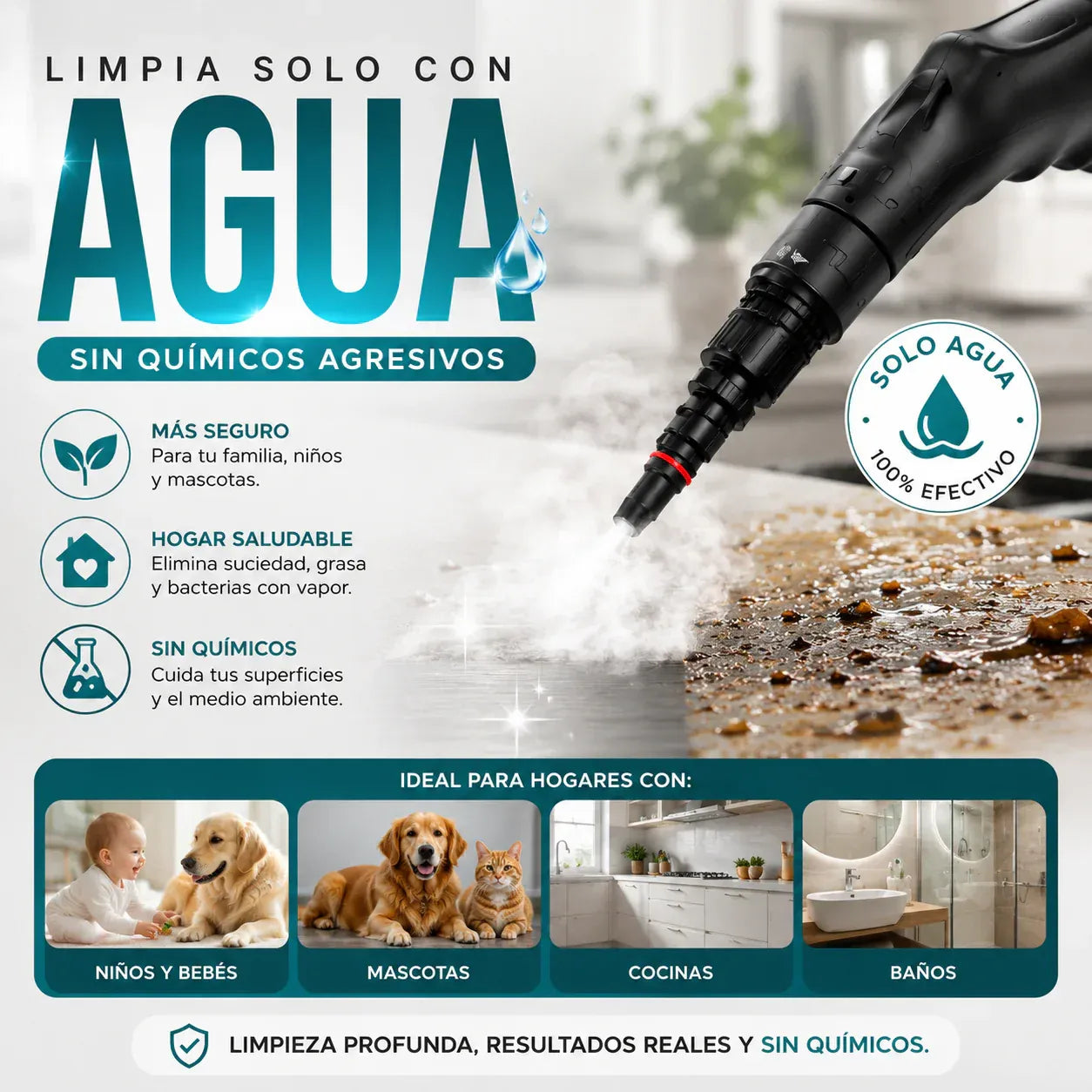 Adiós grasa y suciedad , Limpia sin esfuerzo– Limpiador a vapor 50% OFF