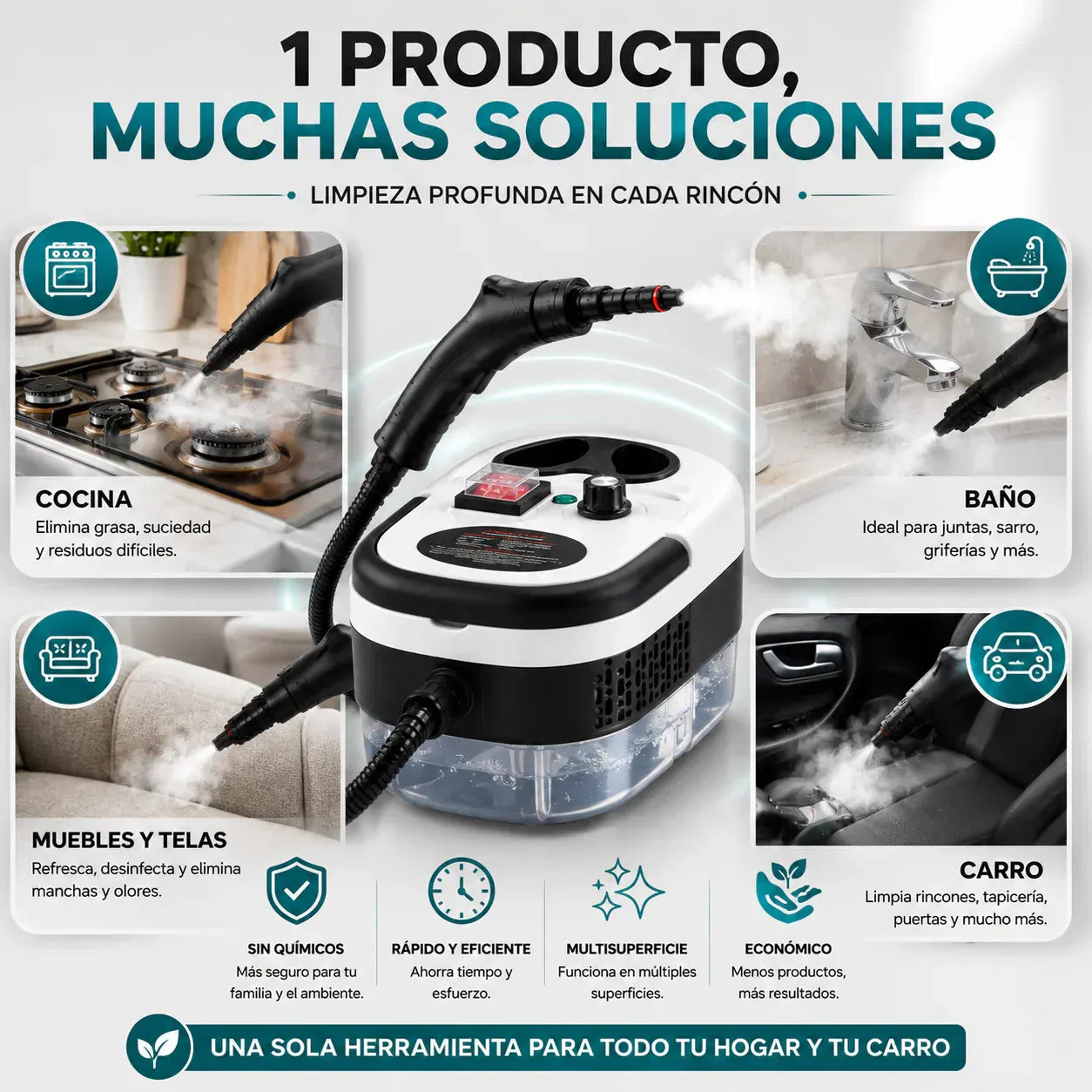 Adiós grasa y suciedad , Limpia sin esfuerzo– Limpiador a vapor 50% OFF